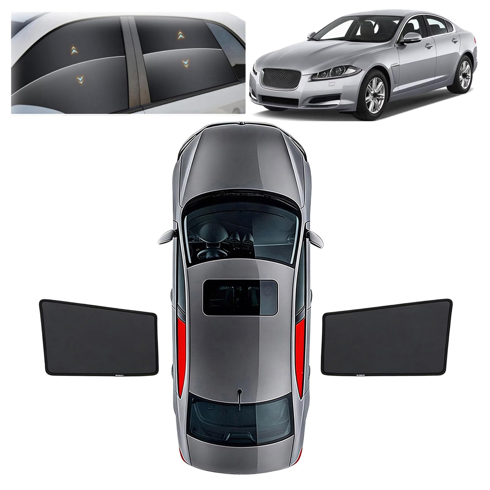 Tendine Parasole Auto per Jaguar XF 2008-2015 | Magnetica Tendine Oscuranti Auto,Protezione dai Raggi UV,Protezione Privacy,Per Spostamenti Quotidiani Viaggi Campeggio
