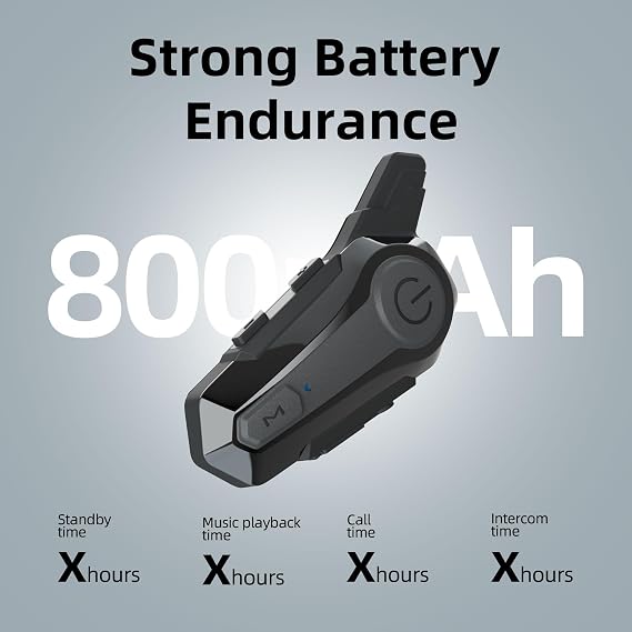 Motorcycle Bluetooth Headset E1,2-Way 400M Dirt Bike Helmet Wireless Headset Intercom with CVC Noise Cancellation Stereo Music IPX6 Waterproof for Full Face Helmet