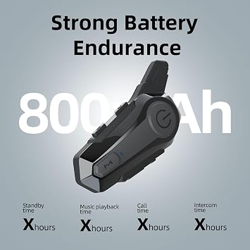 Motorcycle Bluetooth Headset E1,2-Way 400M Dirt Bike Helmet Wireless Headset Intercom with CVC Noise Cancellation Stereo Music IPX6 Waterproof for Full Face Helmet