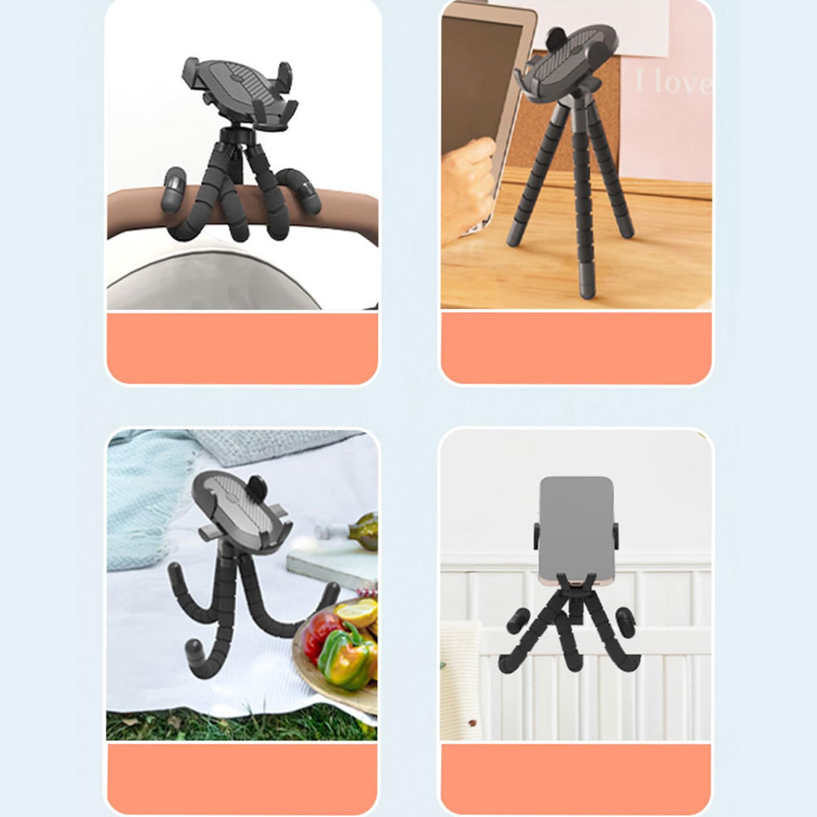 Soporte para teléfono para cochecito | Soporte giratorio de 360° para teléfono inteligente | Soporte antivibración para ciclismo, silla de ruedas, cinta de correr, cochecito de bebé, kayak