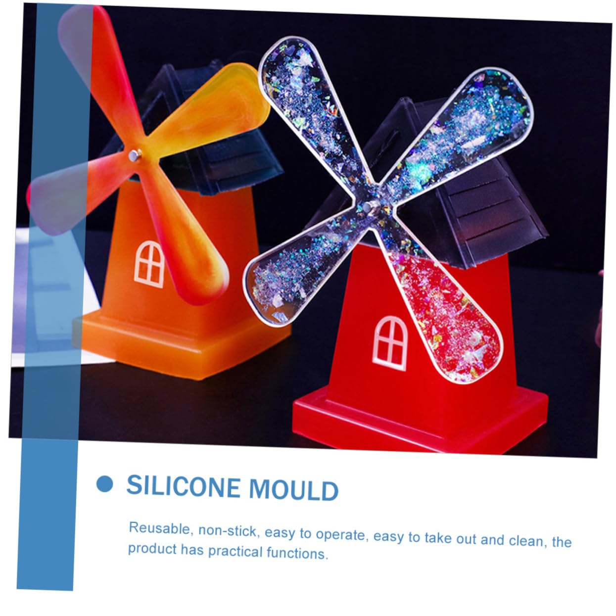 VILLCASE 5ensembles Moule Silicone pour Windmill Rotatif Non-Stick pour Créations Artisanales avec Accessoires Facile à Utiliser Nettoyer