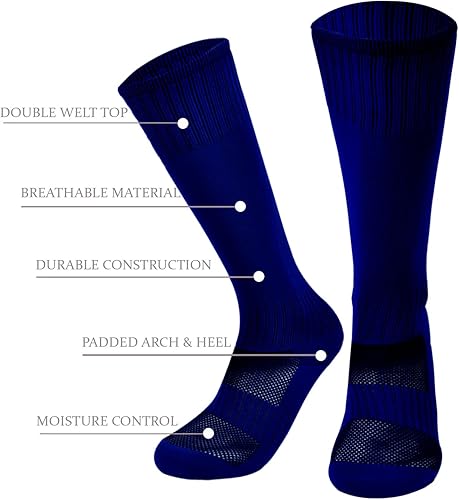 Miniatura 2 de Marchare Calcetines de fútbol para niños, calcetines de fútbol para niños, calcetines deportivos sólidos hasta la rodilla para niños y niñas