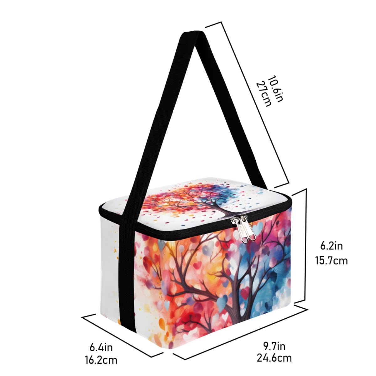Lunch Bags for Women Men 9 Cans,Love Tree Hot & Cold Food Delivery Bag Insulated Grocery Bag Insulated Lunch Box Valentines Day Cooler Bag for Office Work Picnic Beach