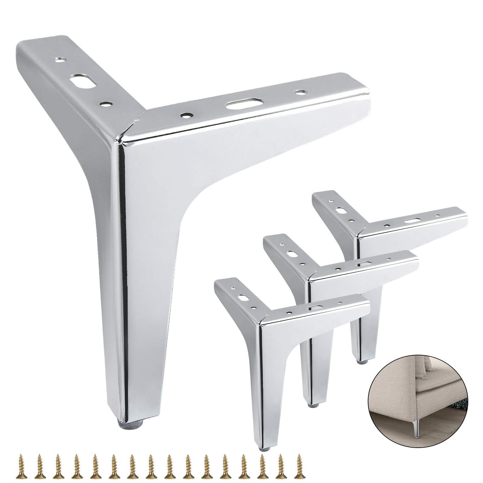 Joyzzz Furniture Legs, 4 PCS Heavy Duty Furniture Metal Table Legs, 10cm Modern Metal Furniture Feets with Screws and Protector Feet, Modern Furniture Feet for Sofa Cupboard Chair Ottoman Dresser
