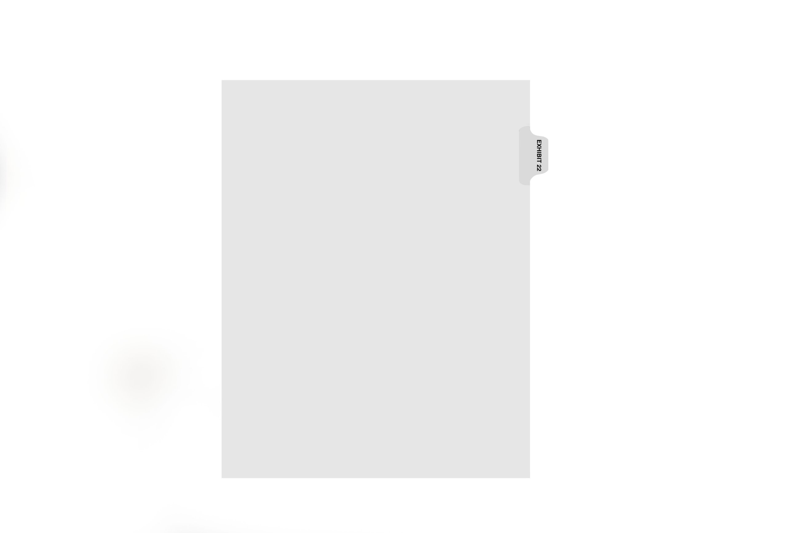 Kleer-Fax Letter-Size Individual Exhibit Number Index Dividers, Side Tab, 1/10th Cut, 25 Sheets per Pack, White, Exhibit 22 (80122)
