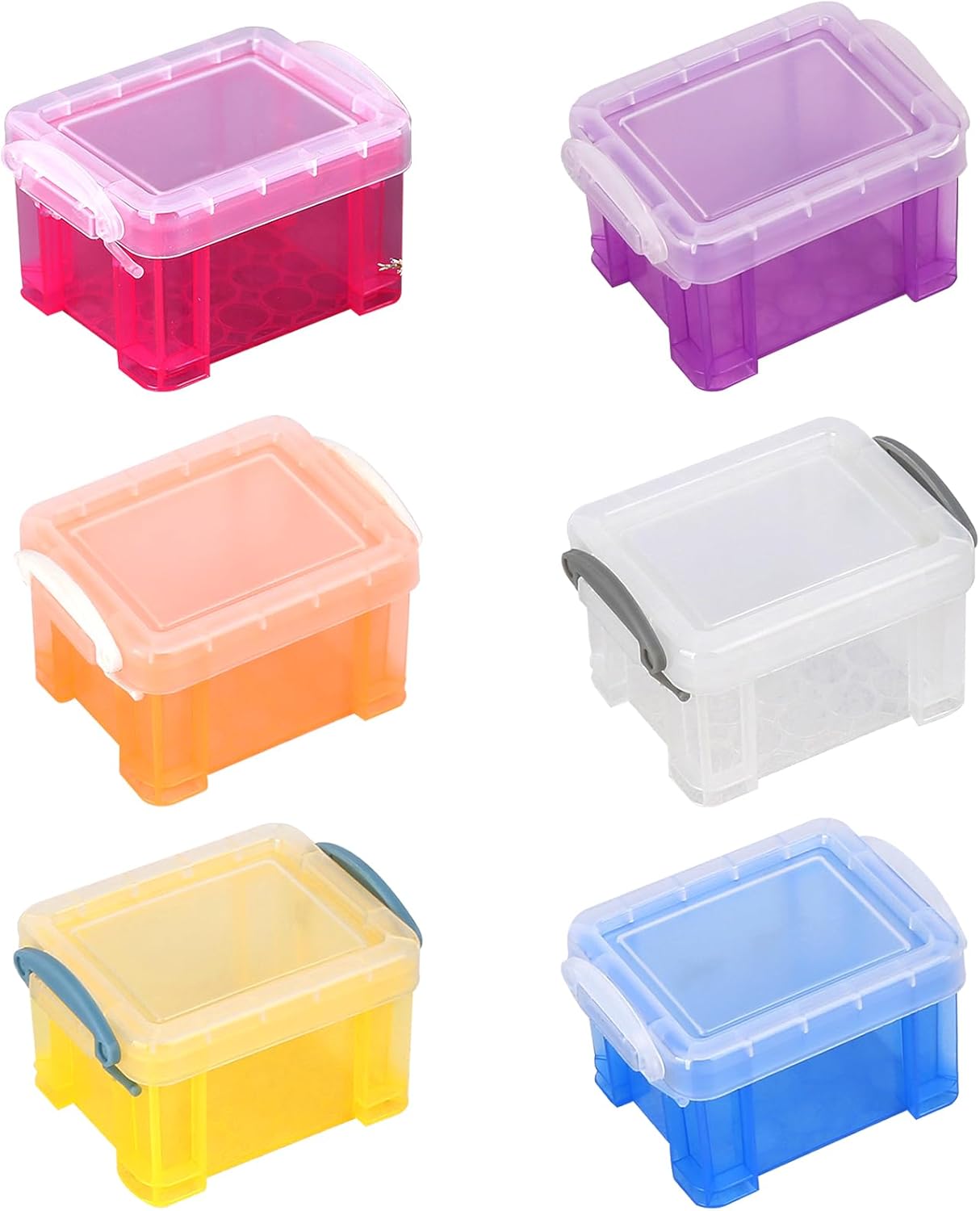 Omevett 6 PCS Mini Storage Boxes Small Plastic Storage Box with Lid
