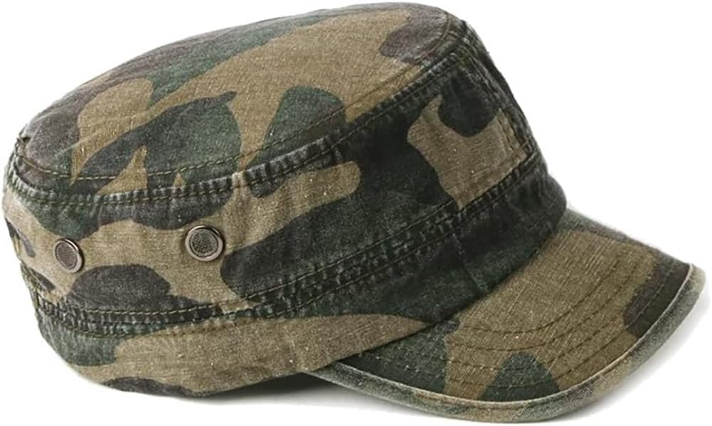 XYIYI Retro Washed Military Caps Cotton Cadet Army Caps Vintage Flat Top Cap - Image 4