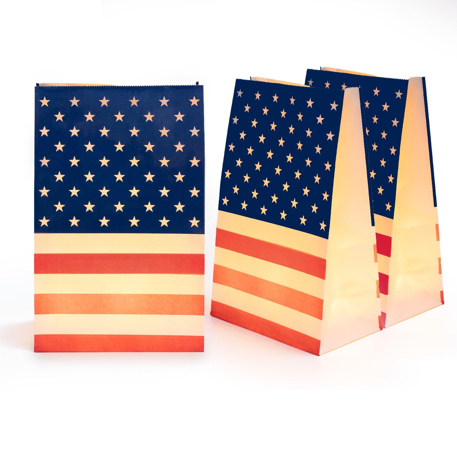 Sacs lumineux haut de gamme Homemory motif drapeaux américains pour décoration extérieure