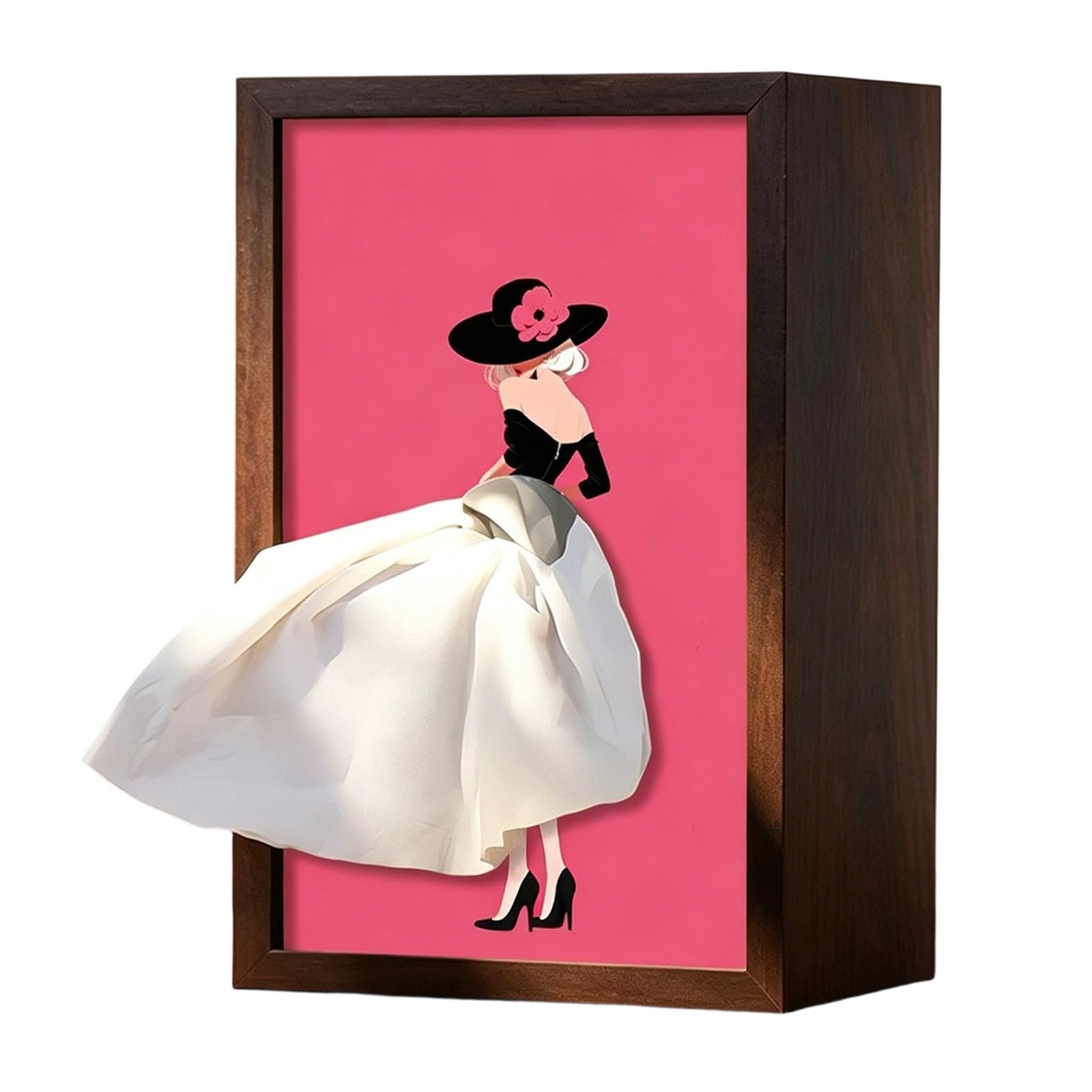 CRGANGZY Ballet Dancer Tissue Box, Ballet Girl Wood Tissue Box Decorative Desktop Organizer, Ballerina Wood Skirt Napkin Dispenser for Home Office Bedroom Bathroom Party Use