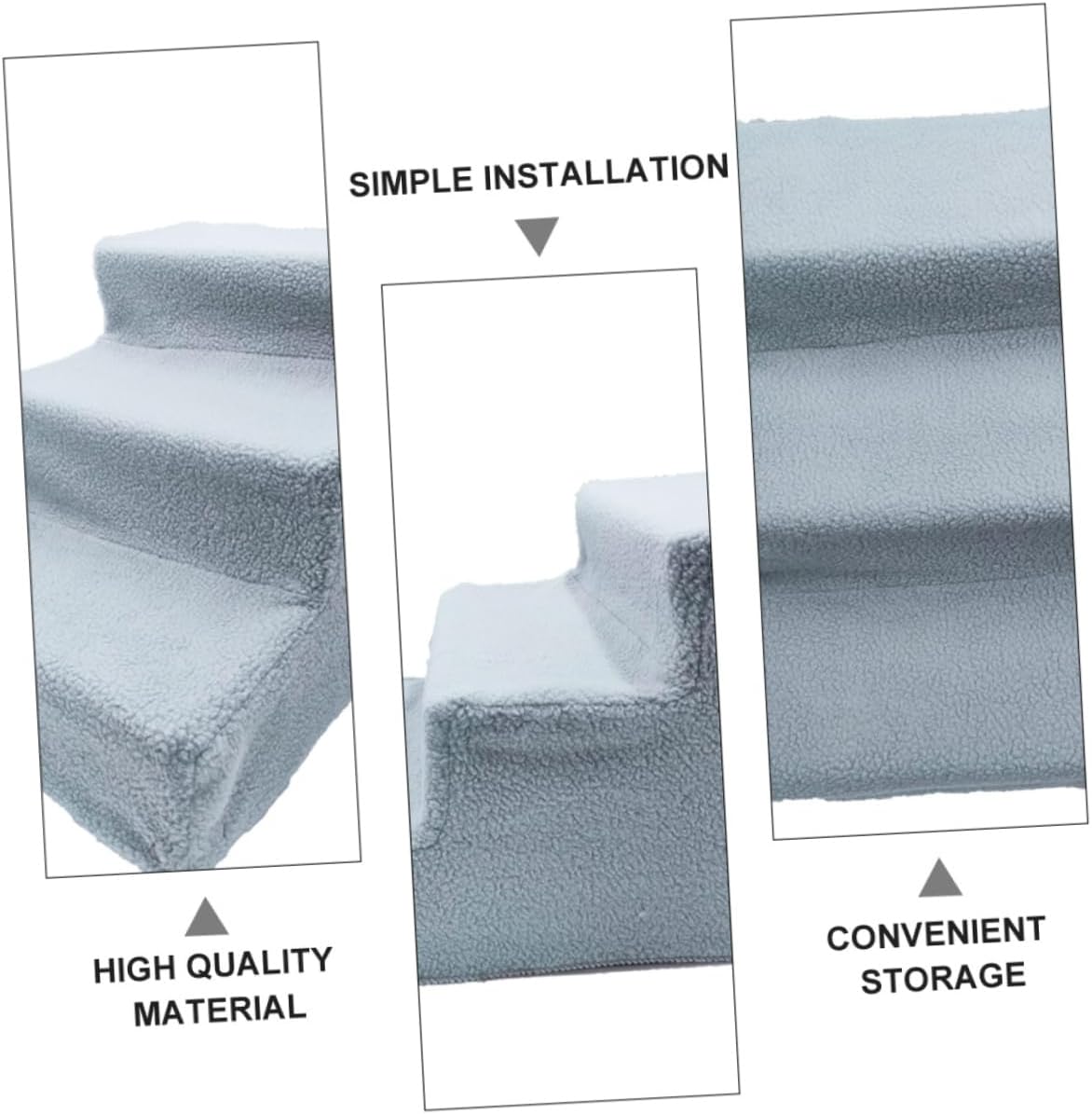 BESTonZON Pet Step Ladder for Dogs and Cats Sturdy Climbing Stairs for Couch and Bed Non- Design Easy to Use Pet Ramp for Puppies and Kittens Grey