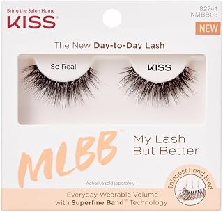 KISS My Lash But Better 'So Real' 12mm False Eyelashes - Reusable Lash Clusters, Superfine Band, Easy Apply, Vegan