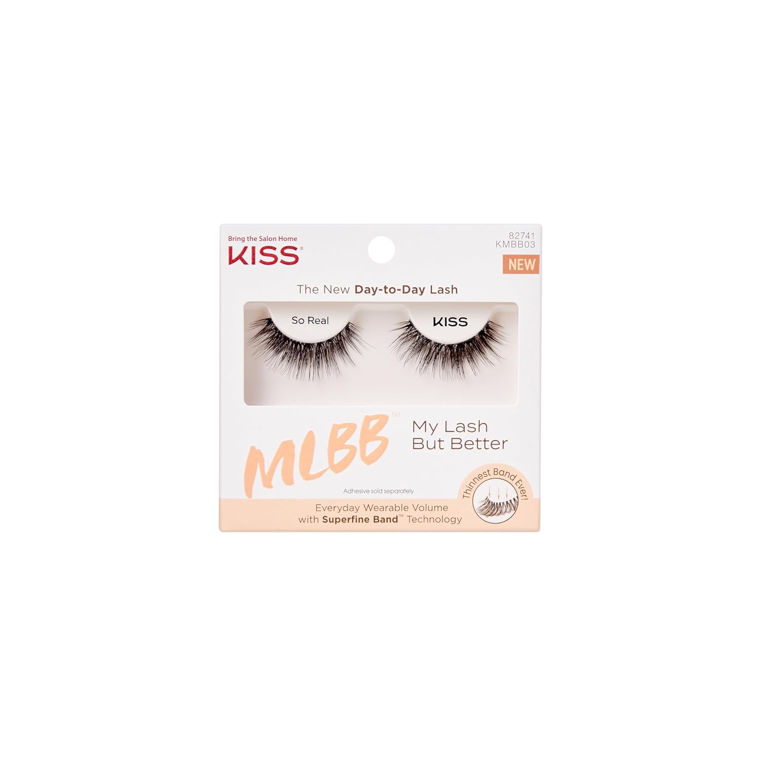 KISS My Lash But Better, cílios postiços, “So Real”, 12 mm, inclui 1 par de cílios, compatível com lentes de contato, fácil de aplicar, cílios reutilizáveis, cola