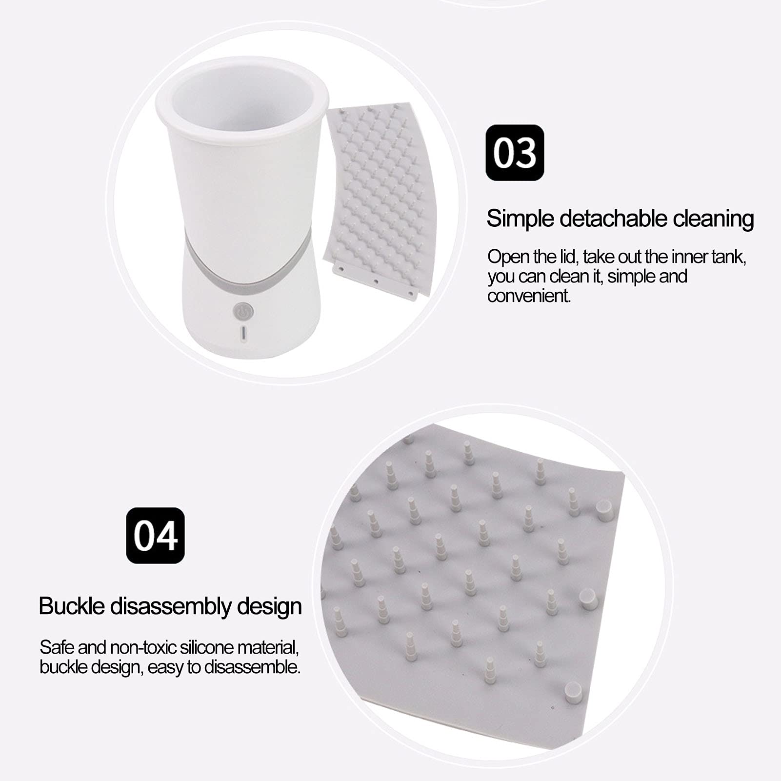 Elektrischer Pfotenreiniger für Haustiere, USB-Aufladung, automatische Hundepfotenwaschmaschine, Reinigungswerkzeug, weiche Silikonborsten, abnehmbares Design für Hunde, Katzen,