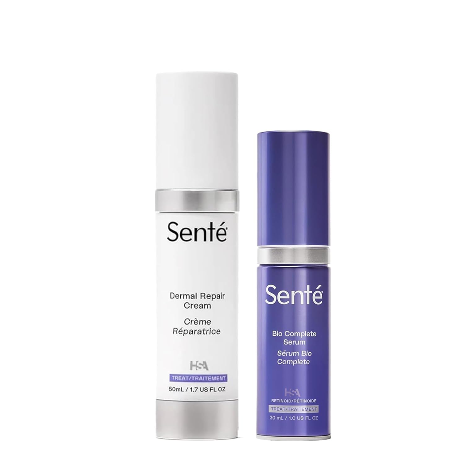 Senté The Repair Duo | Dermal Repair Ultra-Nourish & Bio Complete Serum | Complete Nighttime Skincare Set for Sensitive Skin | Helps Improve Tone, Texture & Hydration | 1.0 Fl Oz & 1.7 Fl Oz