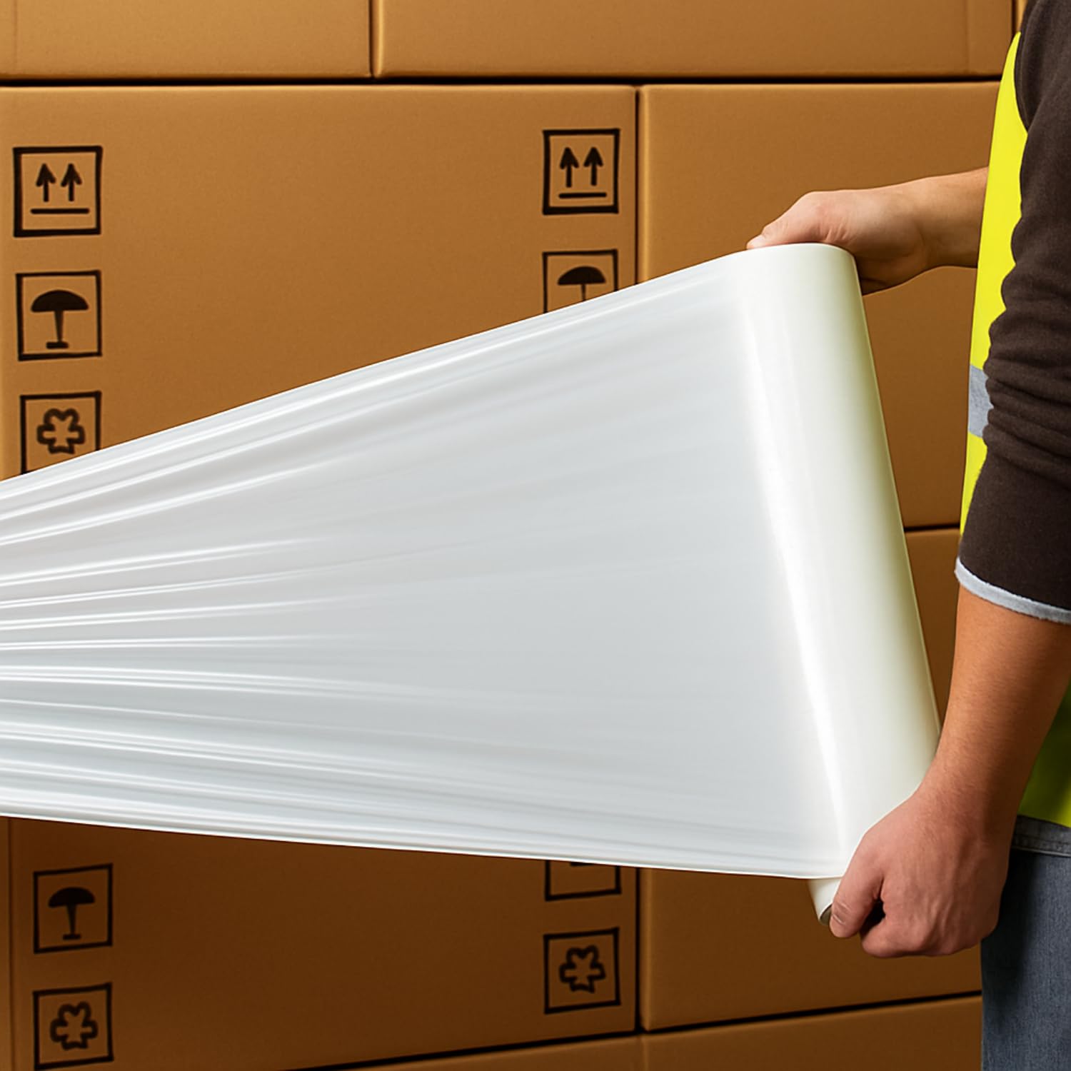 EVOTRADE Przezroczysta lub biała folia rozciągliwa, folia PVC o wysokiej wytrzymałości do pakowania, palety, przeprowadzki i wysyłki - liczba rolek do wyboru (biała, 6)