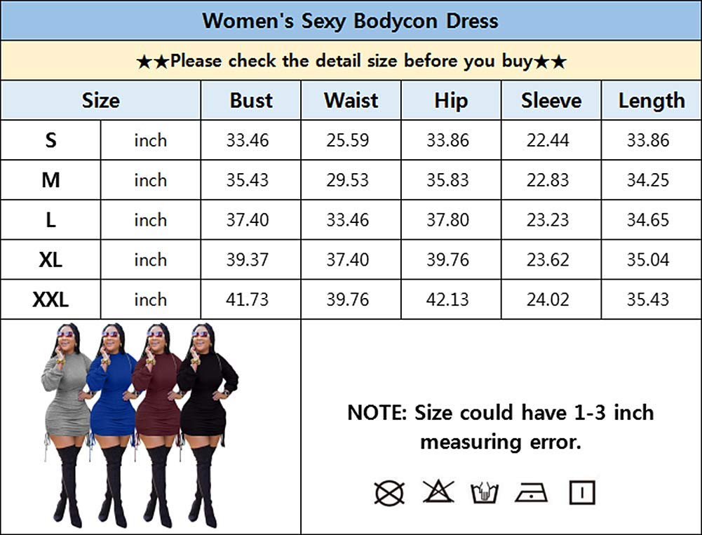 BFFBABY Vestido corto sexy de invierno para mujer, de manga larga, con cordón ajustable