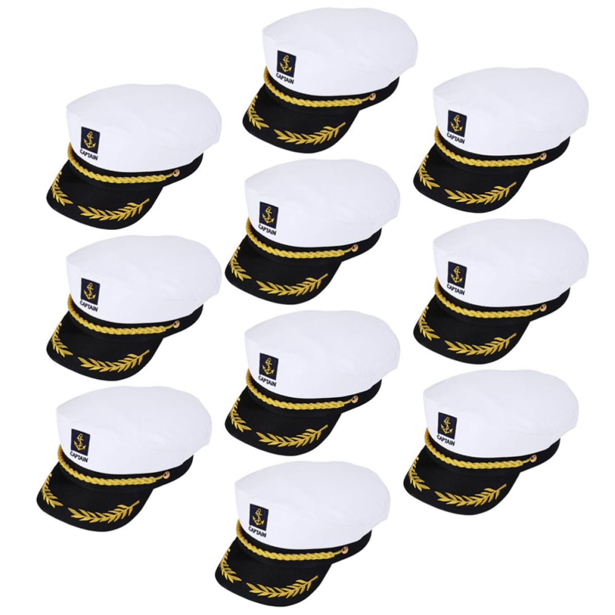 Zerodeko 20 Pezzi Cappello da Capitano in Cotone e Plastica e Resistente allo Sbiadimento Bianco Ricamato Comodo al Tocco per Feste e Cosplay Nautico