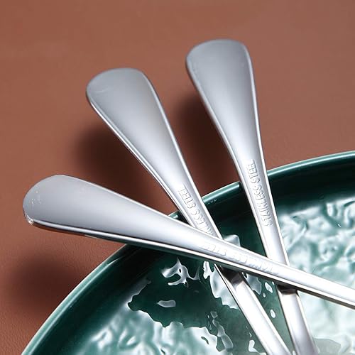 Miniatura 4 de Berglander Cucharas de sopa pulidas de acero inoxidable de 7.5 pulgadas, juego de cubiertos de 12 piezas, fácil de limpiar, apto para lavavajillas