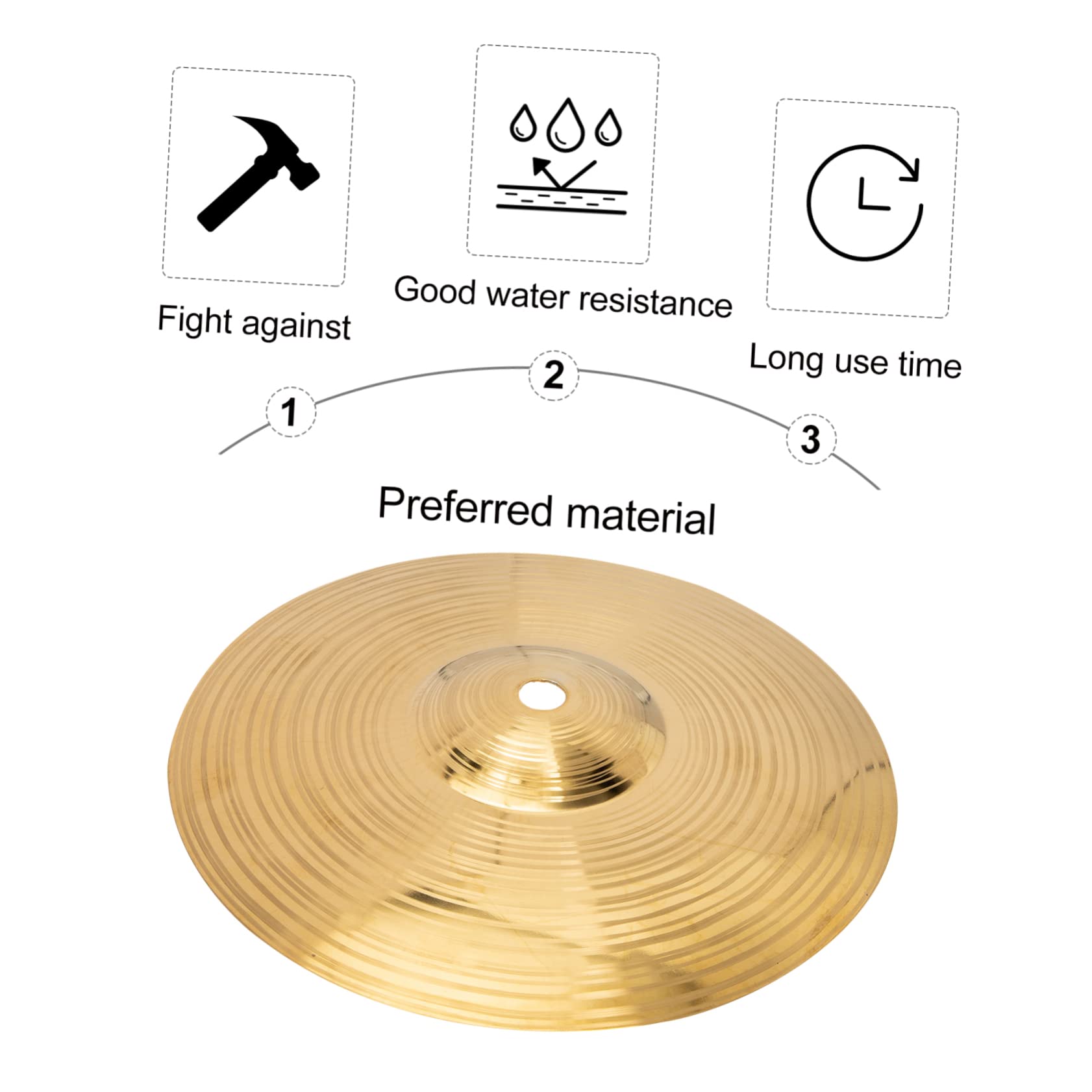 BIUDECO Drum Cymbal for Beginners High-grade Brass Jazz Drum Parts Versatile Percussion Accessory
