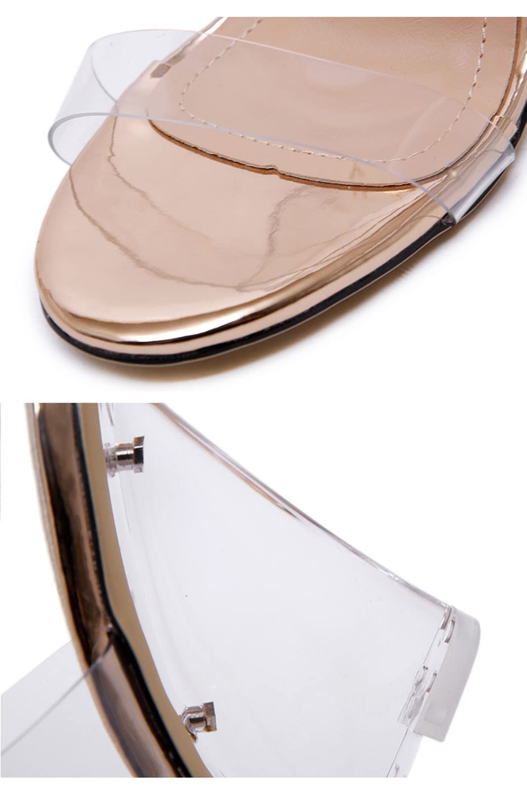 Genérico Sandalias De Cuña Transparentes, Suela De Goma Antideslizante, Correa Ajustable En El Tobillo, Diseño De Punta Abierta, Adecuadas para Múltiples Ocasiones (Champagne 37 EU)