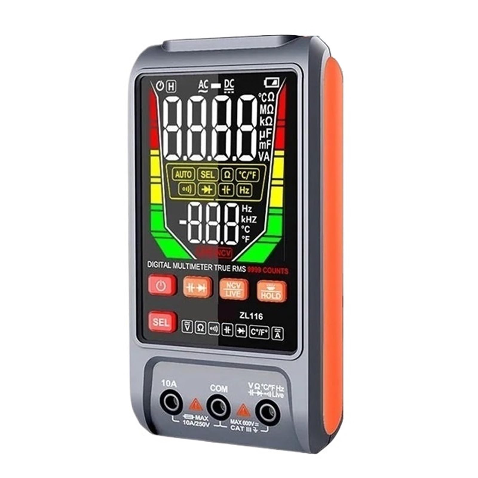 Tester Multimetru Multimetr Cyfrowy USB Ładowanie Duży Ekran Multimetr 9999 AC DC Napięcie Prądu T-RMS Automatyczny Zakres Pojemność Temperatura Ohm Tester Precyzja Bezpieczny
