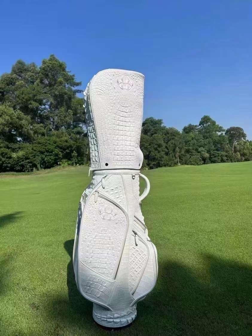 特別限定品 別注モデル 定価260万 ワニ本革 クロコダイルレザー キャディバッグ ゴルフバッグ ゴルフ用品 メンズ 総クロコ ホワ