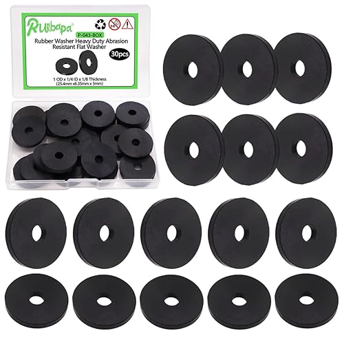 30 arandelas de goma negra 1 OD x 14 ID x 18 de grosor, resistentes a la abrasión, arandelas planas de goma para pernos espaciadores P-043-BOX