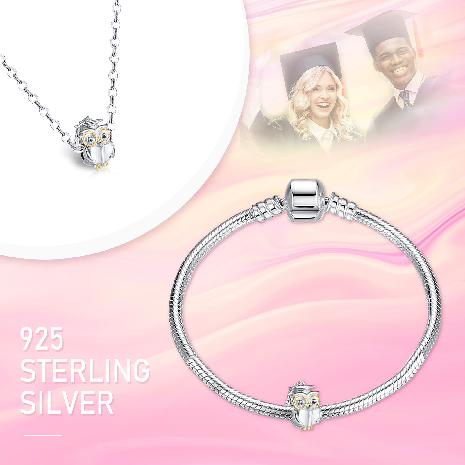NINGAN 925 Colgante Charms De Plata Esterlina Colgante De Amor Dorado De LibéLula De Cuentas De Viaje De Cadena De Seguridad, Pulsera Y Collar Para Mujeres Como Regalo Para Madres Y Amigos