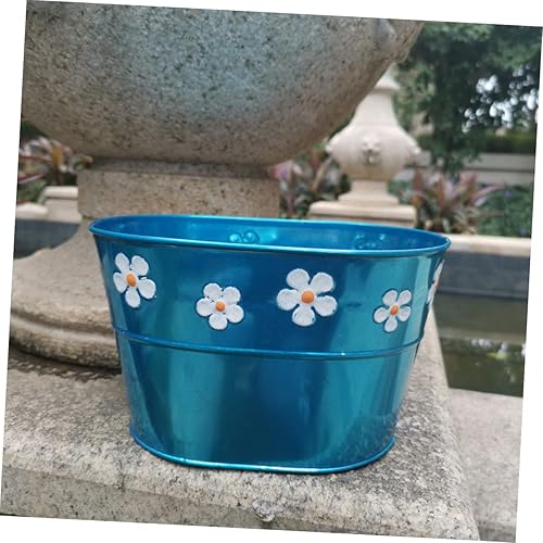 Miniatura 7 de Happyyami 3 unids Vintage Flower Pot Galvanizado Cubos Galvanizados Maceta de Metal Galvanizado Jarrón Ovalado Plantas Cubo Bebidas Bañera Planta