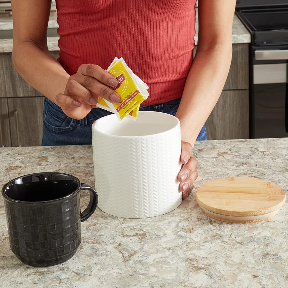 Home Basics Ceramic Canister (Small, White)