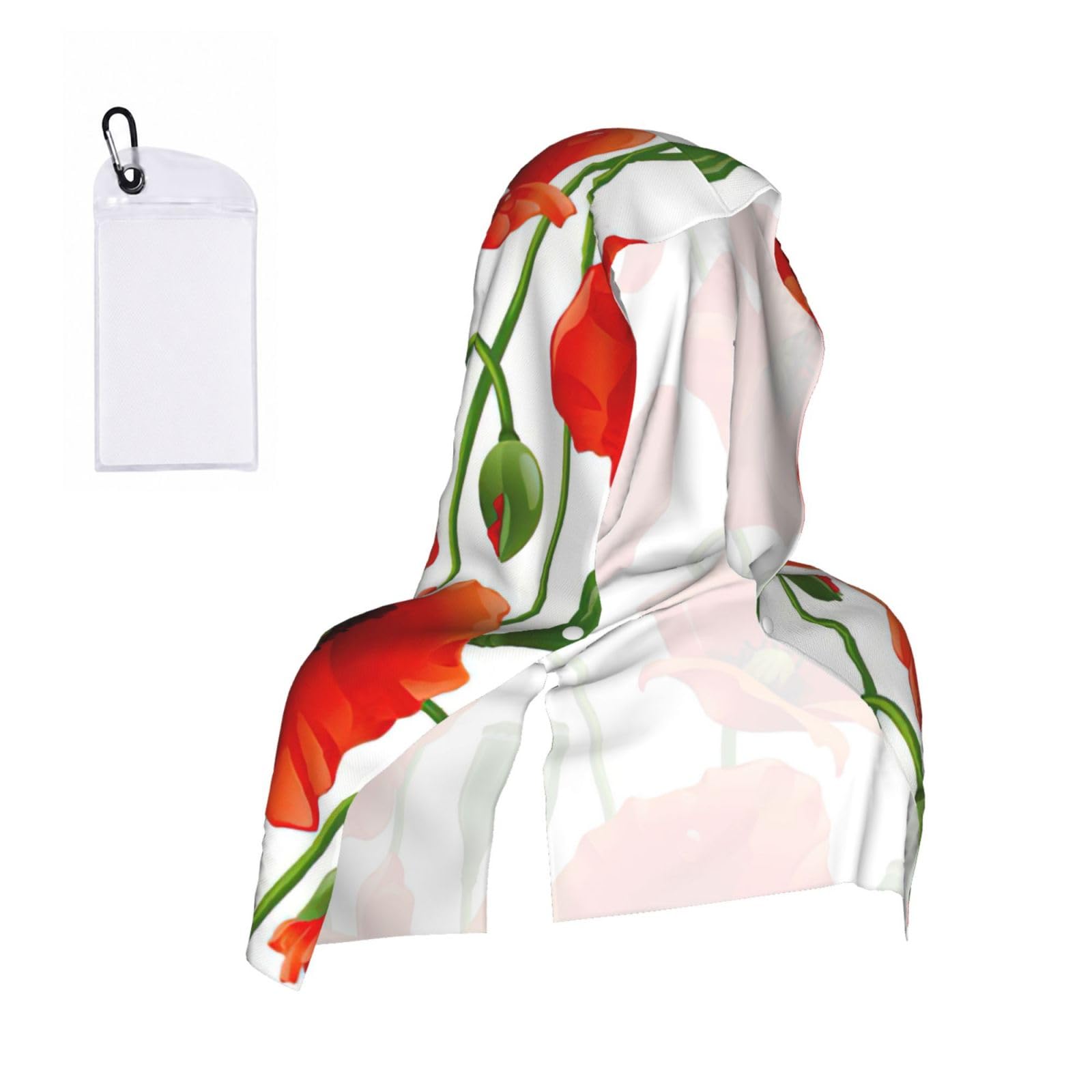 DUWAA Flower Print Cooling Hooded Sports Towel, 30×60cm Quick Drying Summer Cool Head Wrap For Neck And Face