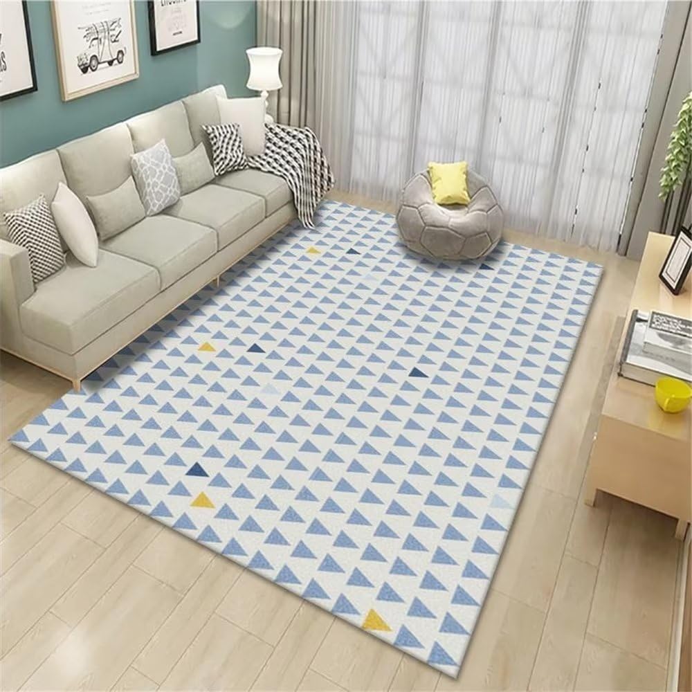 Tapis salon bleu moderne 80x160 cm pour espace de jeu enfant sécurisé