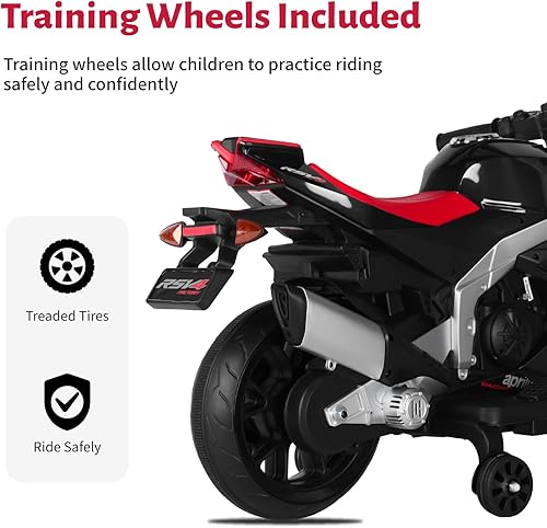 Miniatura 4 de Motocicleta eléctrica de 12 V para niños, motocicleta eléctrica para niños, motocicleta a batería para 3 años de edad, color negro