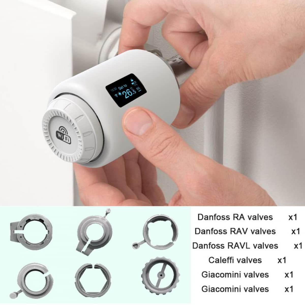 RANRAO Controlador inteligente del radiador del termóstato del radiador 5PCS con la calefacción WiFi del App