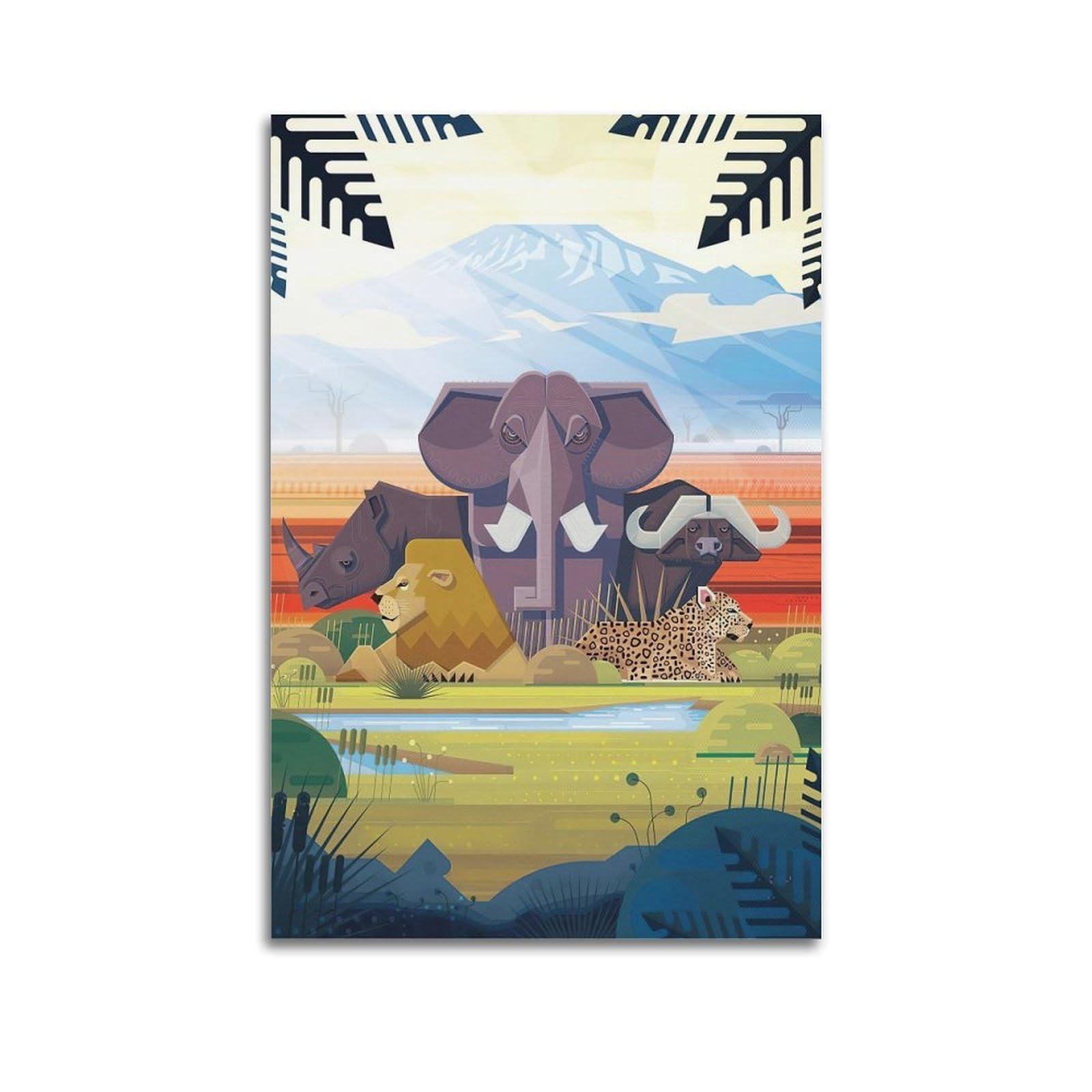 DLJGDS Safari Wildlife Minimalist Art Print for Decor Decorative Painting Canvas Wall Posters And Modern Family Bedroom Decor 20x30inch(50x75cm)