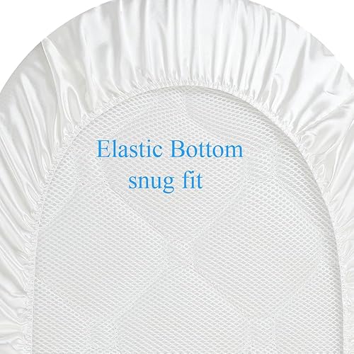 Miniatura 6 de Juego de 3 sábanas de satén para moisés, ideales para cabellos de bebé, suaves y sedosas, cómodas, para colchón rectangular ovalado de reloj de