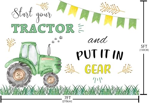 Miniatura 5 de MEHOFOND Decoraciones de fondo de tractor verde de 7 x 5 pies para niños, granja, suministros de fiesta de cumpleaños, pancarta para ponerlo en
