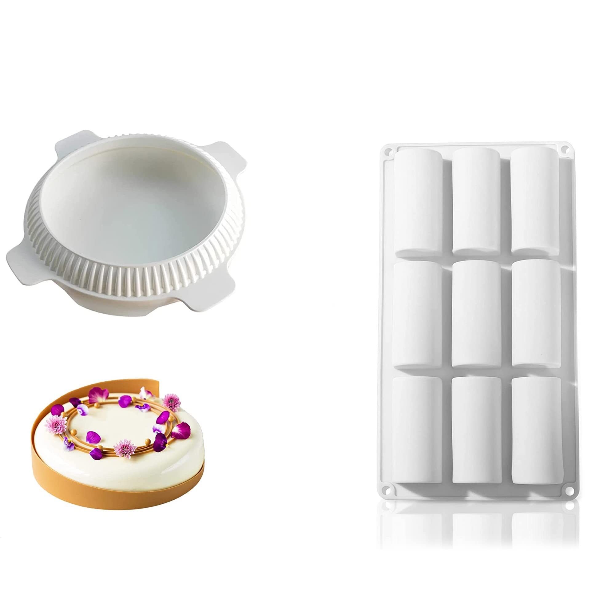 VIKROM3D Round Silicone Mold For Cake, Chiffon, Cheesecake & Silicon Cake Mold For Baking With 9 Cavities For Cooking Cake, Roll, Chocolate