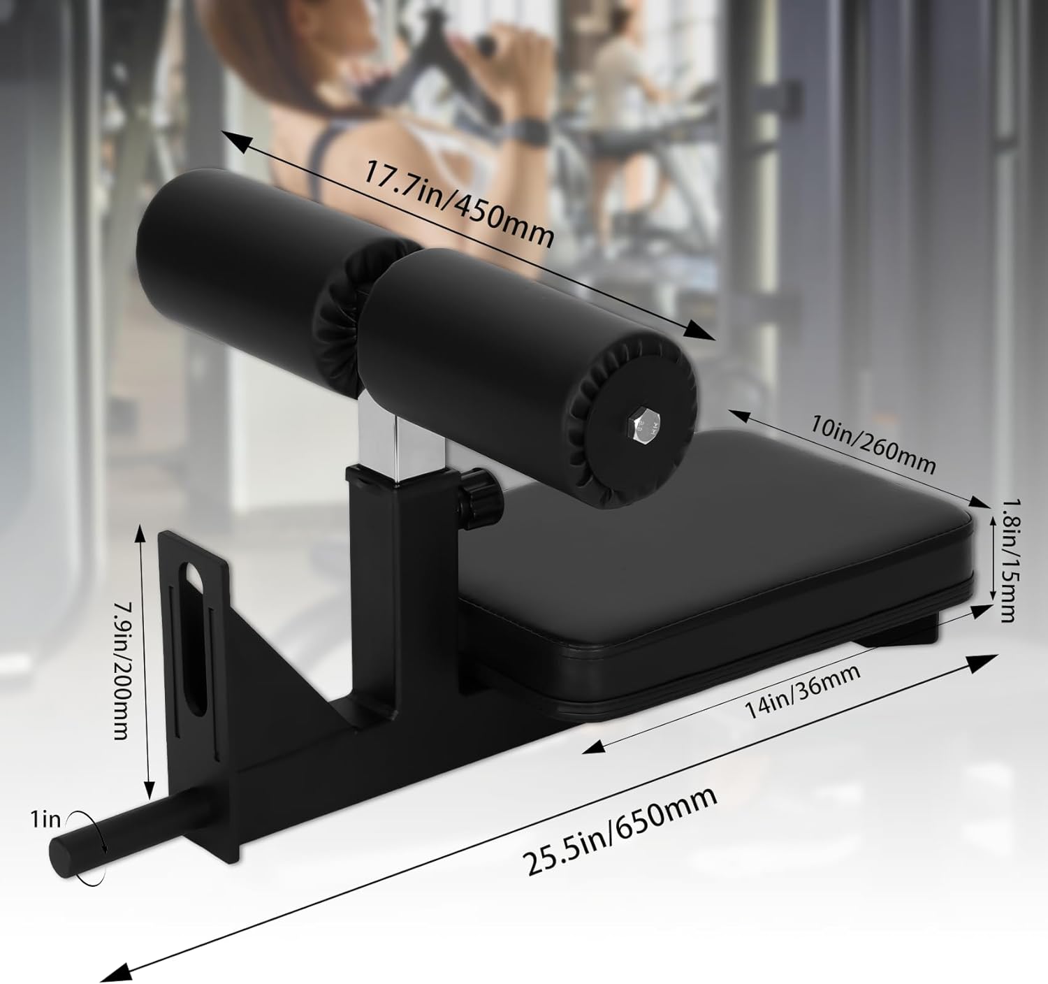 LAT Pulldown Seat with Adjustable Leg Support, 42mm Thickened PU Cushion, Heavy Duty Steel Structure for Home Gym Upper Body Strength Training, 4-Level Height 22.5-30cm, Universal 26mm Hole