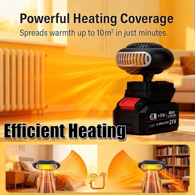 Calefactor Eléctrico Portátil con Batería Recargable y 2 Niveles de Calor miniatura 4