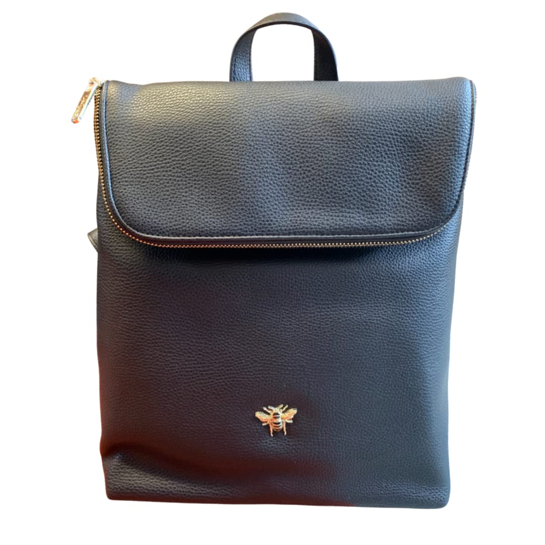 Alice WheelerLadies Backpack with Gold bee Embelishment by , Black, M,