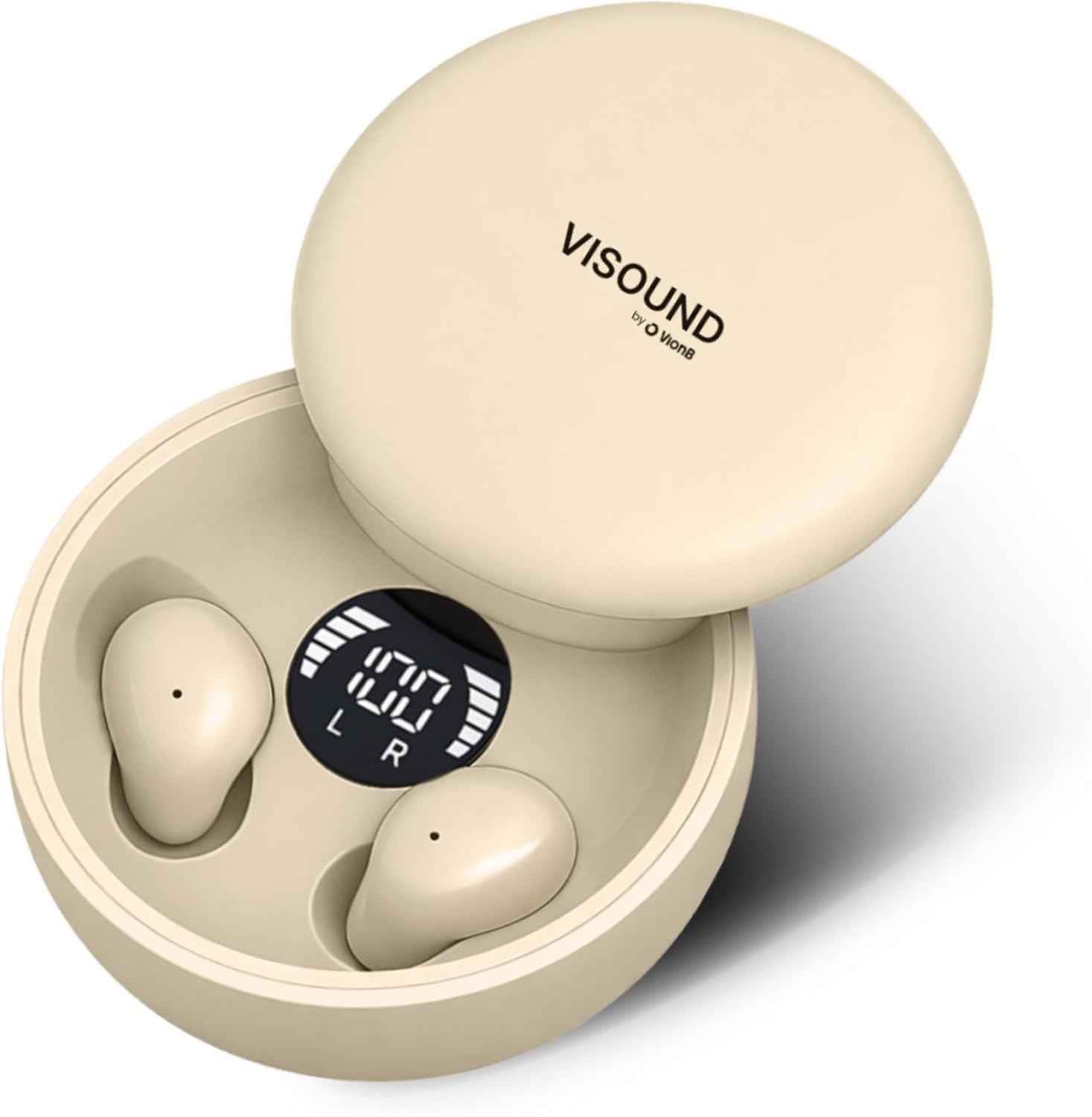 VionB Air Invisible Earbuds Wireless Bluetooth 5.4 for Small Ears, Mini Tiny Ear Buds, IPX5 Waterproof, Sound Isolating Fit, ENC Mic for Clear Calls, Discreet in-Ear Headphones (Beige)