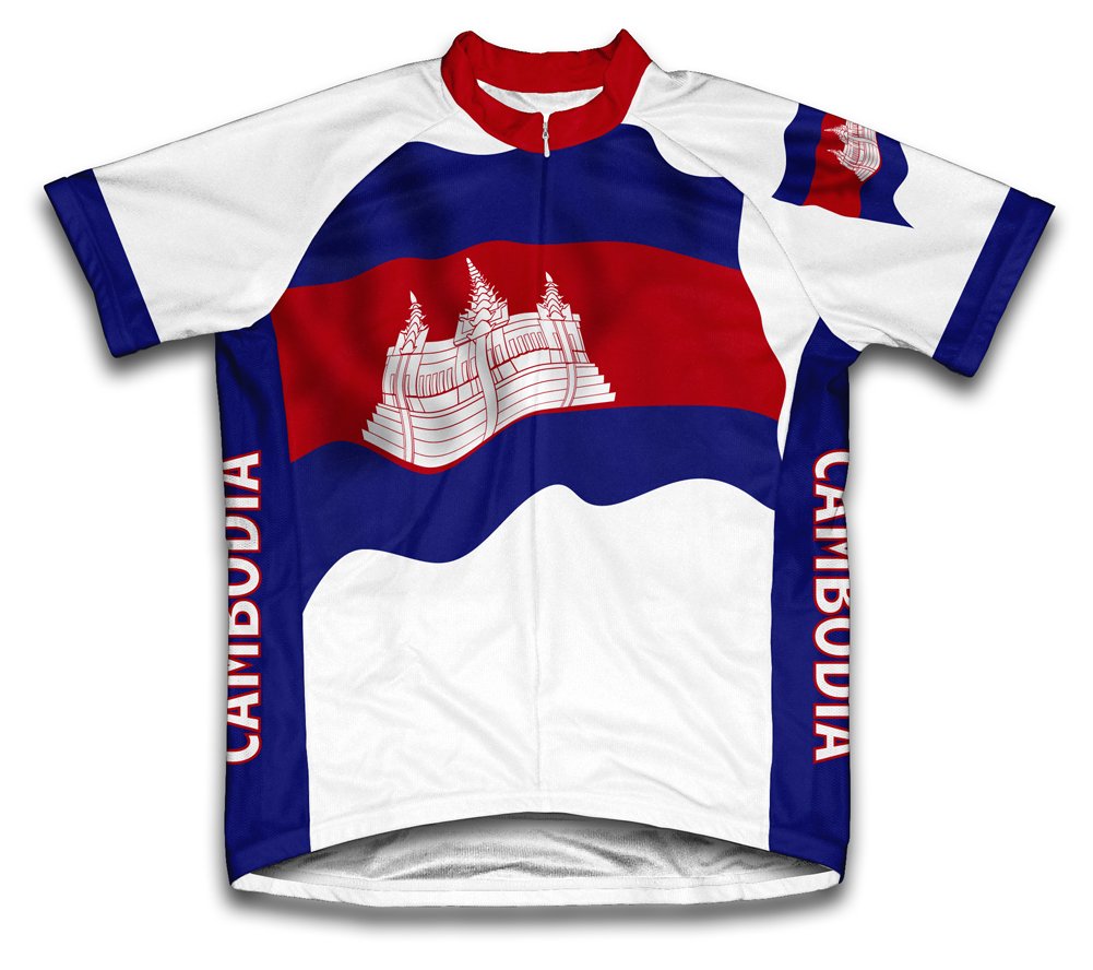 ScudoPro Cambodia Flag Short Sleeve Cycling Jersey for Men - Size 4XL