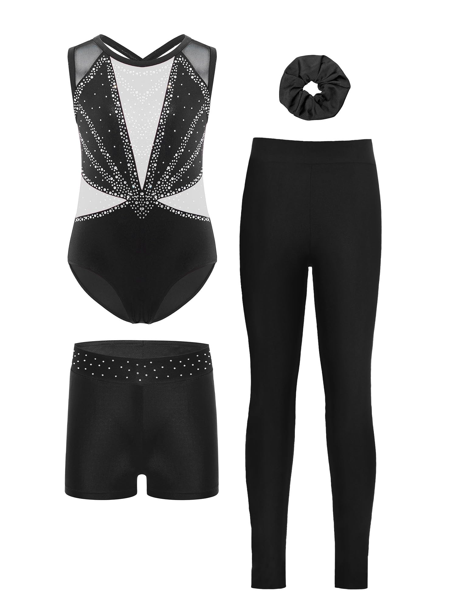 Vxuxlje Bambini Body Ginnastica Ritmica Bambine Con Shorts Tuta Intera Da Pattinaggio Artistico Ragazze Body Danza Classica Danza Classica Bianco 13-14 anni