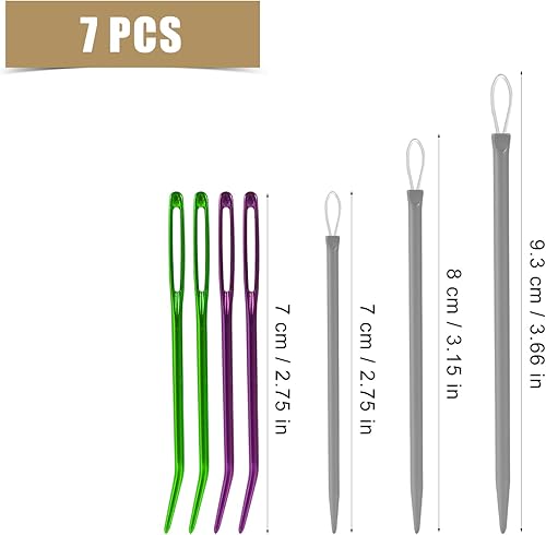 Miniatura 2 de 7 agujas romas de ojo grande, hilo de acero inoxidable, aguja de lana, aguja de macramé, agujas de tejer para proyectos de ganchillo (3 estilos)