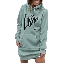 PRETTYGARDEN Womens Hooded Sweatshirt Fall Fashion Drawstring Lightweight Long Sleeve Pullover Hoodie Dress