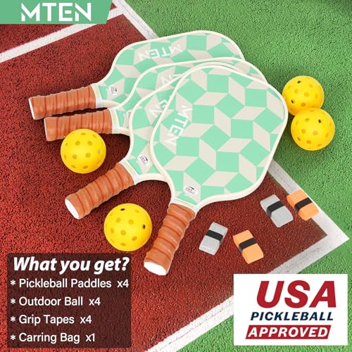 Image of MTEN Pickleball Paddles Set of 2 /4 /1, USAPA Approved Fiberglass Rackets