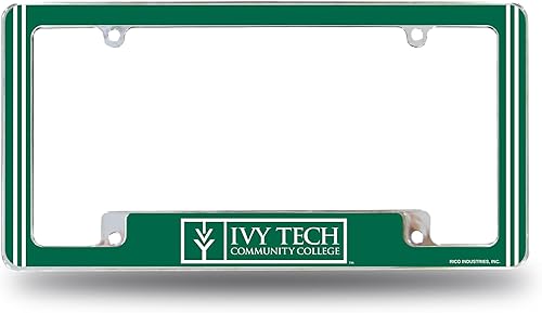 Miniatura 144 de Rico Industries Marco de matrícula estándar de la NCAA de 12 x 6 pulgadas, cromado para automóvil, camión, SUV (G-H-I-J-K escuelas)