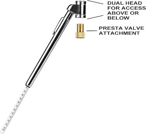 Miniatura 6 de Mini bomba de neumáticos de bicicleta con manómetro de presión de neumáticos de lápiz se infla a 120 PSI y funciona con válvulas Schrader y Presta.