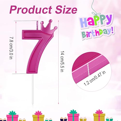 Miniatura 12 de Vela de número de cumpleaños de 3 pulgadas, vela con número 3D con decoración de corona, velas grandes para tartas de cumpleaños, bodas